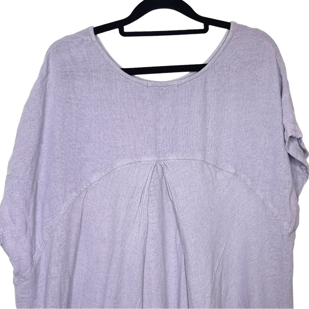 Black Crane Lavender Linen Blend Pleated Cocoon Midi Dress - Small - Picture 6 of 12